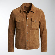 Load image into Gallery viewer, Men’s Heritage Suede Cowboy Jacket – Western Style Leather Trucker Coat
