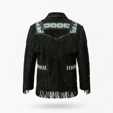Load image into Gallery viewer, Men’s Western Black Cowboy Leather Jacket – Vintage Biker Style Coat