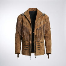 Load image into Gallery viewer, Men’s Brown Nubuck Leather Jacket – Classic Vintage cowboy jacket