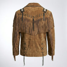 Load image into Gallery viewer, Men’s Brown Nubuck Leather Jacket – Classic Vintage cowboy jacket