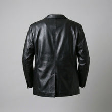 Load image into Gallery viewer, Men’s Premium Lambskin Leather Blazer – Classic Tailored Sport Coat