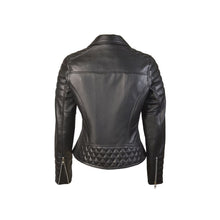 Load image into Gallery viewer, Ladies Real Leather Black Fashion Biker Style Jacket Leather Outlet