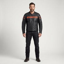 Load image into Gallery viewer, Men’s Brawler Leather Moto Jacket – Harley-Style Black Biker Jacket