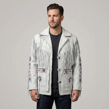 Load image into Gallery viewer, Men’s Western Fringe Cowboy Leather Jacket – Vintage Rodeo Style Coat