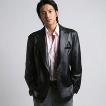 Load image into Gallery viewer, Men’s Premium Lambskin Leather Blazer – Classic Tailored Sport Coat