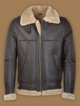 Load image into Gallery viewer, Heritage RAF Dark Brown Shearling Bomber Jacket