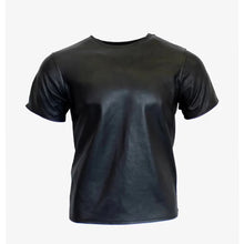 Load image into Gallery viewer, Men Genuine Sheep Black Leather T Shirt