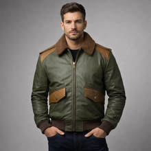 Load image into Gallery viewer, Men’s A2 Classic Leather Bomber Jacket