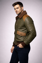 Load image into Gallery viewer, Men’s A2 Classic Leather Bomber Jacket