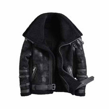 Load image into Gallery viewer, Men's B3 Bomber Hooded Faux Leather Jacket Leather Outlet