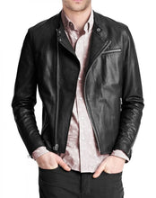 Load image into Gallery viewer, Men’s Black Leather Bomber Jacket – Classic & Casual Style
