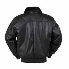 Load image into Gallery viewer, Men's Black Pilot Leather Bomber Jacket Leather Outlet