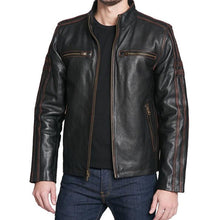 Load image into Gallery viewer, Men’s Black Rivet Biker Jacket