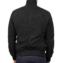 Load image into Gallery viewer, Men’s Black Suede Leather Bomber Jacket – Classic & Stylish Outerwear
