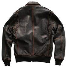 Load image into Gallery viewer, Men’s Brown A2 Aviator Bomber Jacket – Genuine Military-Style Leather
