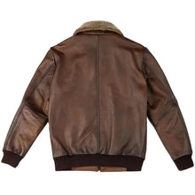 Load image into Gallery viewer, Men’s Chocolate Brown Leather Bomber Jacket – Classic Fit & Timeless Style