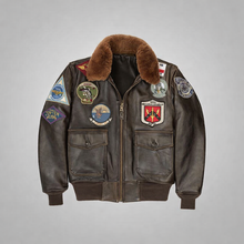 Laden Sie das Bild in den Galerie-Viewer, Klassische A2 Fliegerlederjacke für Herren