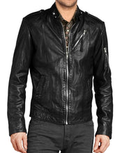 Load image into Gallery viewer, Men's Classic Black Leather Jacket – Timeless Style & Comfort
