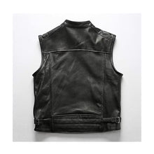 Load image into Gallery viewer, Men's Iconic Biker Black Leather Vest Leather Outlet