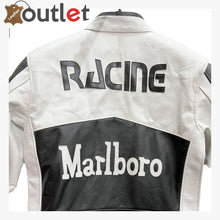 Load image into Gallery viewer, Men's Marlboro White and Black Genuine Leather Jacket Biker Jacket Leather Outlet