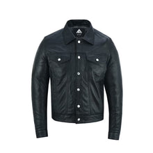 Laden Sie das Bild in den Galerie-Viewer, Men's Sheepskin Leather Trucker Shirt Premium Quality Leather Outlet