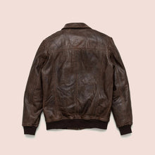 Load image into Gallery viewer, Men’s Vintage A2 Brown Lambskin Leather Bomber Jacket