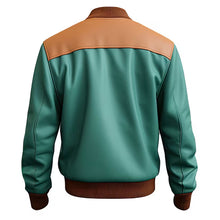 Laden Sie das Bild in den Galerie-Viewer, Men’s White Sea Green Genuine Varsity Leather Jacket Leather Outlet