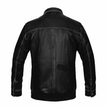 Load image into Gallery viewer, Men's fashion black vintage leather jacket Leather Outlet