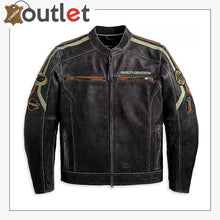 Load image into Gallery viewer, Mens Black Motorcycle Leather Jacket