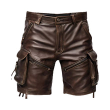 Load image into Gallery viewer, Mens Brown Leather Shorts