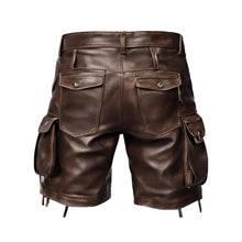 Load image into Gallery viewer, Mens Brown Leather Shorts