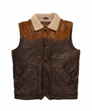 Load image into Gallery viewer, Mens Brown Shearling Fur Sheepskin Leather Vest