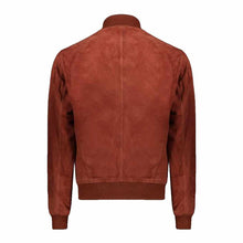 Load image into Gallery viewer, Mens Brown Sheepskin Bomber Leather jacket