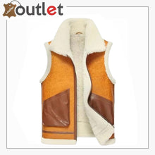 Load image into Gallery viewer, Mens Brown White Fur Shearling Leather Vest