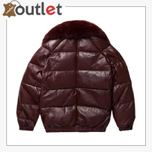Load image into Gallery viewer, Mens Burgundy Leather V-Bomber Jacket