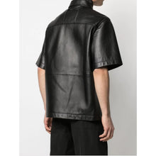 Laden Sie das Bild in den Galerie-Viewer, Mens Genuine Sheep Leather Black Bikers Shirt Leather Outlet