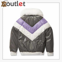 Load image into Gallery viewer, Mens Leather V Bomber Jacket