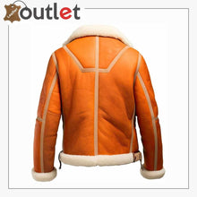 Load image into Gallery viewer, Mens Orange Genuine Sheepskin Pilot Jacket