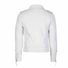 Load image into Gallery viewer, Mens White Best Leather Motorcycle Jacket Leather Outlet