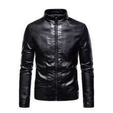 Load image into Gallery viewer, Mens Windproof Stand collar Outdoor Leather Jacket