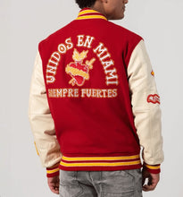 Load image into Gallery viewer, Miami Red Heritage Varsity Bomber Jacket