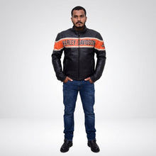 Laden Sie das Bild in den Galerie-Viewer, Herren-Lederjacke im Harley-Stil, schwarz, im Used-Look – Vintage Heritage Edition