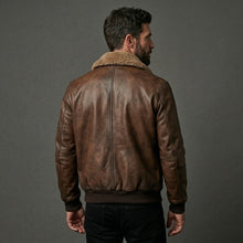 Load image into Gallery viewer, Men’s Chocolate Brown G-1 Leather Bomber Jacket – Classic Flight Aviator Coat