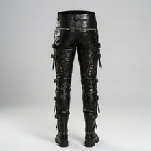 Load image into Gallery viewer, Men’s Gothic Black Sheepskin Leather Pants – Slim Fit Biker Trousers