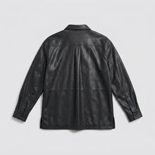 Load image into Gallery viewer, Men’s Genuine Lambskin Leather Shirt – Premium Slim Fit Leather Shirt