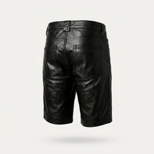 Load image into Gallery viewer, Men’s Matte Black Leather Shorts – Premium Elastic Waist Luxury Shorts