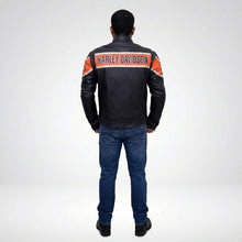 Laden Sie das Bild in den Galerie-Viewer, Herren-Lederjacke im Harley-Stil, schwarz, im Used-Look – Vintage Heritage Edition