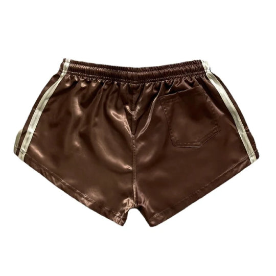 Sports sprinter shorts shiny satin with pocket