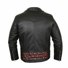 Load image into Gallery viewer, Studded Leather Jackets for Men With Red Lining
