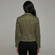 Laden Sie das Bild in den Galerie-Viewer, Women's Suede Zip-Up Moto Biker Jacket
